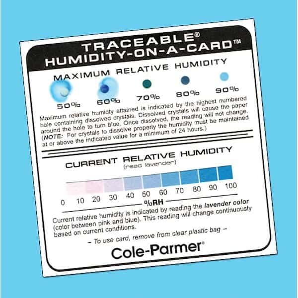 Traceable Humidity Card with Calibr, PK 6